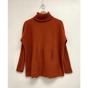 Garnet Hill Wool-Cashmere Kangaroo Pocket Soft Turtleneck Sweater *SHRINKAGE Med